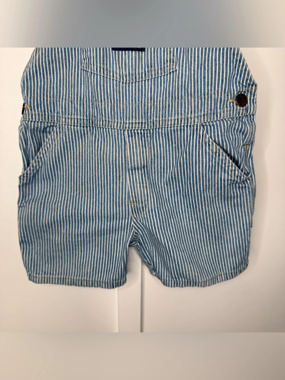 Vtg Oshkosh B'Gosh Railroad Striped Denim Cotton Overalls Size 4T